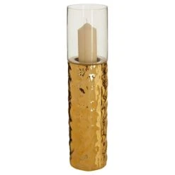 Martele Large Pillar Candle Holder - Gold