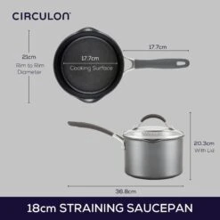 Circulon ScratchDefense Non-Stick Straining Saucepan & Lid - 18cm 28 Circulon ScratchDefense Non-Stick Straining Saucepan & Lid - 18cm -Taskers Sale Shop 60012501 MEYERCIRCULONSCRATCHDEFENSEA1SERIESSTRAININGSAUCEPAN18CM2.8L818338