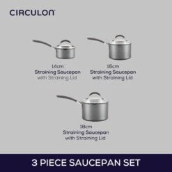 Circulon ScratchDefense Extreme Non-Stick Straining Saucepan & Lid Set 25 Circulon ScratchDefense Extreme Non-Stick Straining Saucepan & Lid Set -Taskers Sale Shop 60012507 MEYERCIRCULONSCRATCHDEFENSEA1SERIESCOOKWARESET3PCE818429