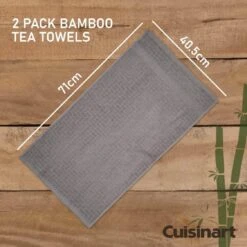 Cuisinart Bamboo Tea Towel 2 Pack - Light Grey -Taskers Sale Shop 60012529 5