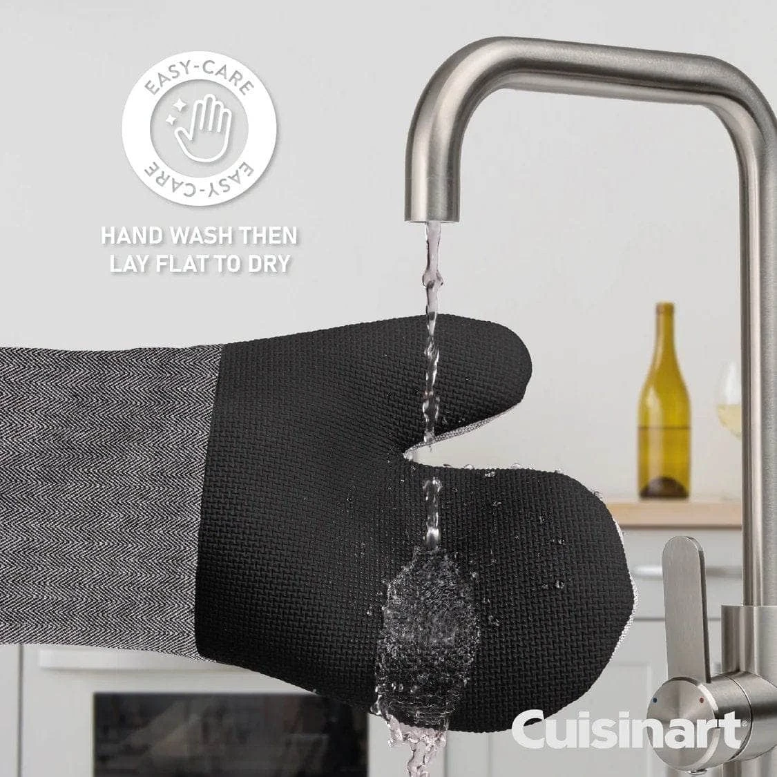 Cuisinart Neoprene Oven Mitts - Herringbone Charcoal 4 Cuisinart Neoprene Oven Mitts - Herringbone Charcoal - Image 2