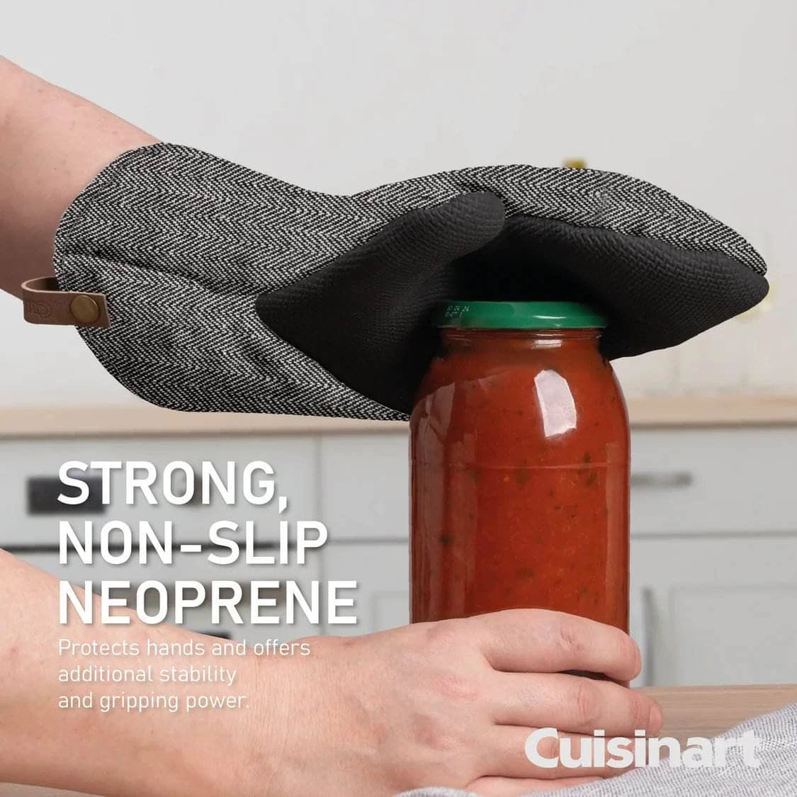 Cuisinart Neoprene Oven Mitts - Herringbone Charcoal 5 Cuisinart Neoprene Oven Mitts - Herringbone Charcoal - Image 3