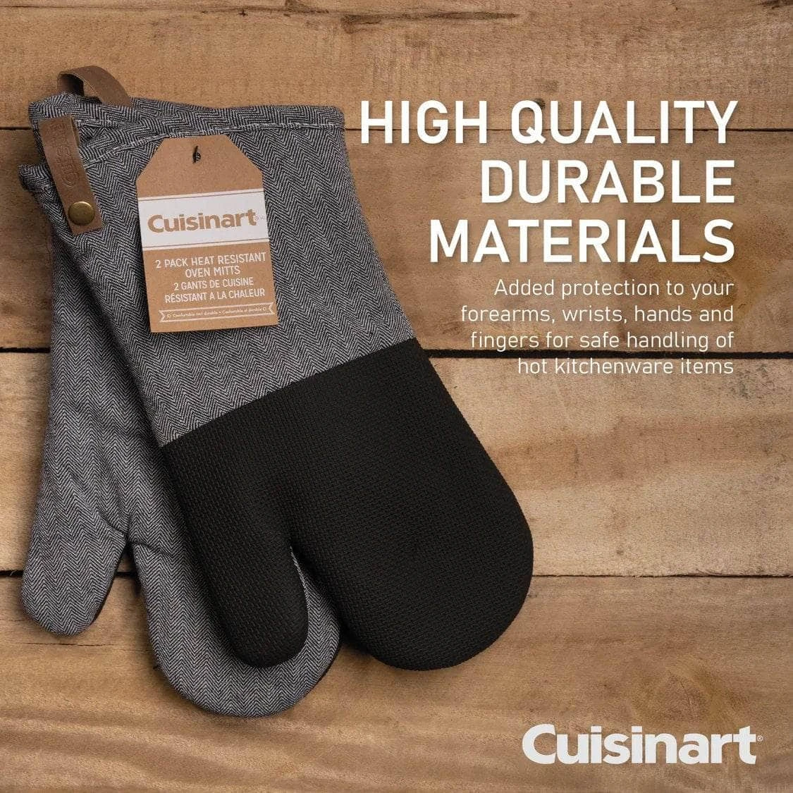 Cuisinart Neoprene Oven Mitts - Herringbone Charcoal 7 Cuisinart Neoprene Oven Mitts - Herringbone Charcoal - Image 5