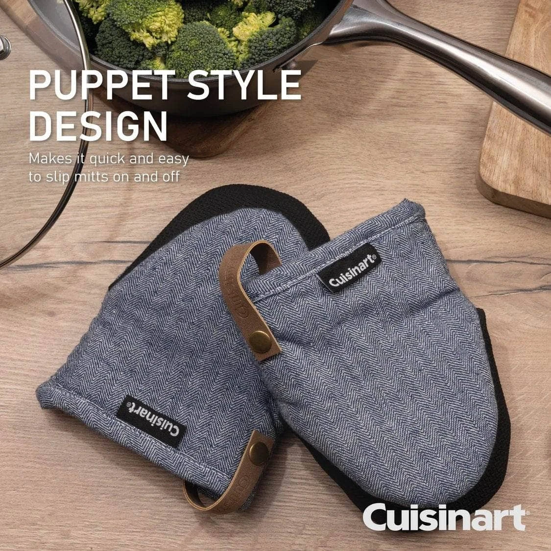 Cuisinart Neoprene Mini Mitts -Herringbone Blue 5 Cuisinart Neoprene Mini Mitts -Herringbone Blue - Image 3