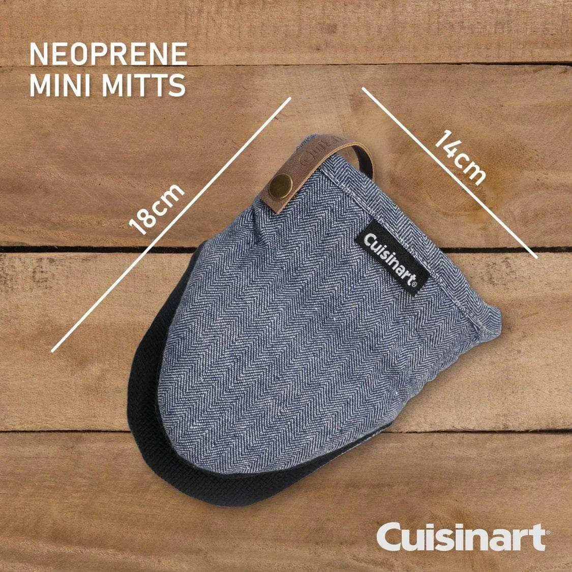Cuisinart Neoprene Mini Mitts -Herringbone Blue 7 Cuisinart Neoprene Mini Mitts -Herringbone Blue - Image 5