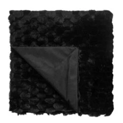 Sculpted Faux Rabbit Throw - Black