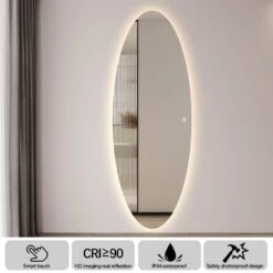 LED Oval Mirror - Gold 9 LED Oval Mirror - Gold -Taskers Sale Shop 60013449 2