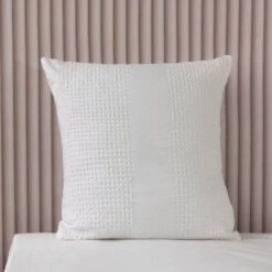 Waffle Stripe Cushion - Vanilla