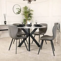 Santorini Round Table & 4 Athena Chairs
