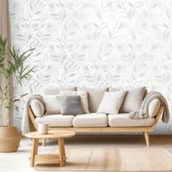 Rasch Fiji Grey Leaf Wallpaper - 311617