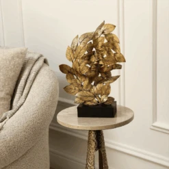 Antique Gold Couple & Leaf Figurine - 37.6cm