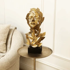 Antique Gold Face & Leaf Figurine - 49.3cm