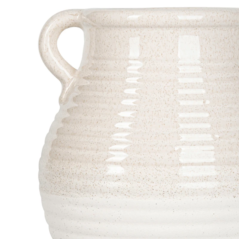 Beige & White Ribbed Ceramic Vase - 26cm 5 Beige & White Ribbed Ceramic Vase - 26cm - Image 3