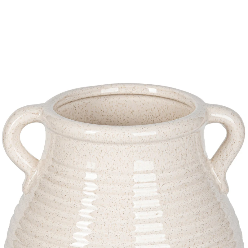 Beige & White Ribbed Ceramic Vase - 26cm 6 Beige & White Ribbed Ceramic Vase - 26cm - Image 4