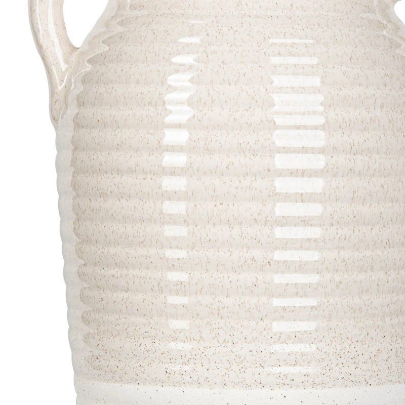 Beige & White Ribbed Ceramic Vase - 36cm 5 Beige & White Ribbed Ceramic Vase - 36cm - Image 3