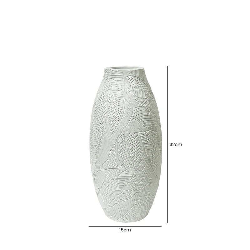 White Leaves Vase - 32cm 6 White Leaves Vase - 32cm - Image 4