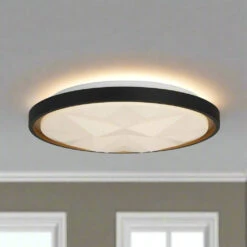 Novara Flush Ceiling Light - Black & Gold