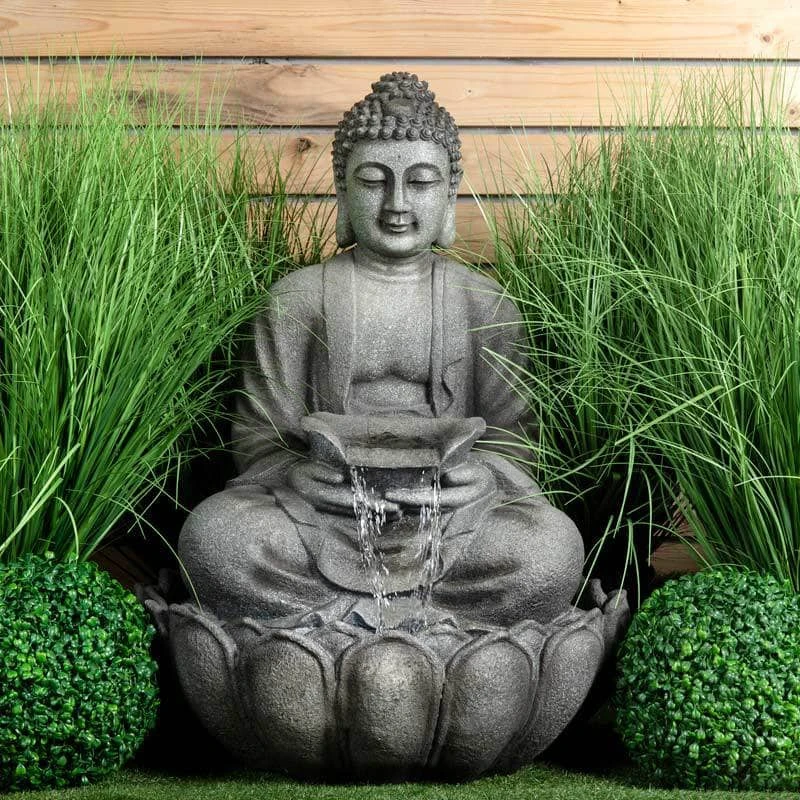 Sitting Buddha Water Feature - Grey/Black 3 Sitting Buddha Water Feature - Grey/Black