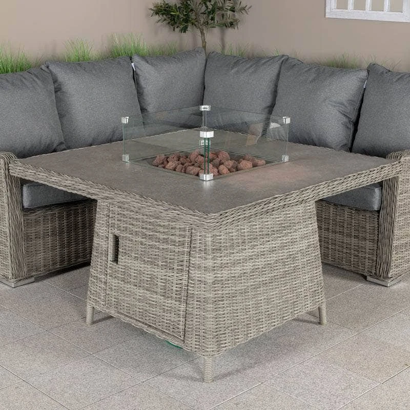Alba Square Casual Dining Set With Firepit - Grey 9 Alba Square Casual Dining Set With Firepit - Grey - Image 7