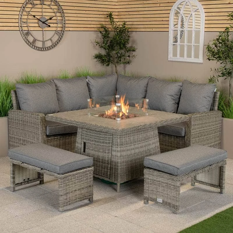 Alba Square Casual Dining Set With Firepit - Grey 5 Alba Square Casual Dining Set With Firepit - Grey - Image 3