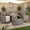 Alba XL Lounge Set With Firepit - Grey 1 Alba XL Lounge Set With Firepit - Grey -Taskers Sale Shop 60014494