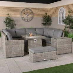 Alba XL Lounge Set With Firepit - Grey 13 Alba XL Lounge Set With Firepit - Grey -Taskers Sale Shop 60014494 2