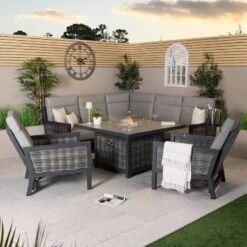 Weatherking Ascot Corner Firepit Set With Recliner Chairs