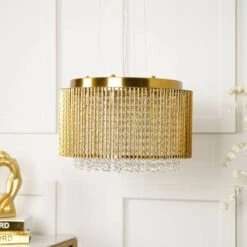 Alabama 8 Light Drum Pendant Light - Gold