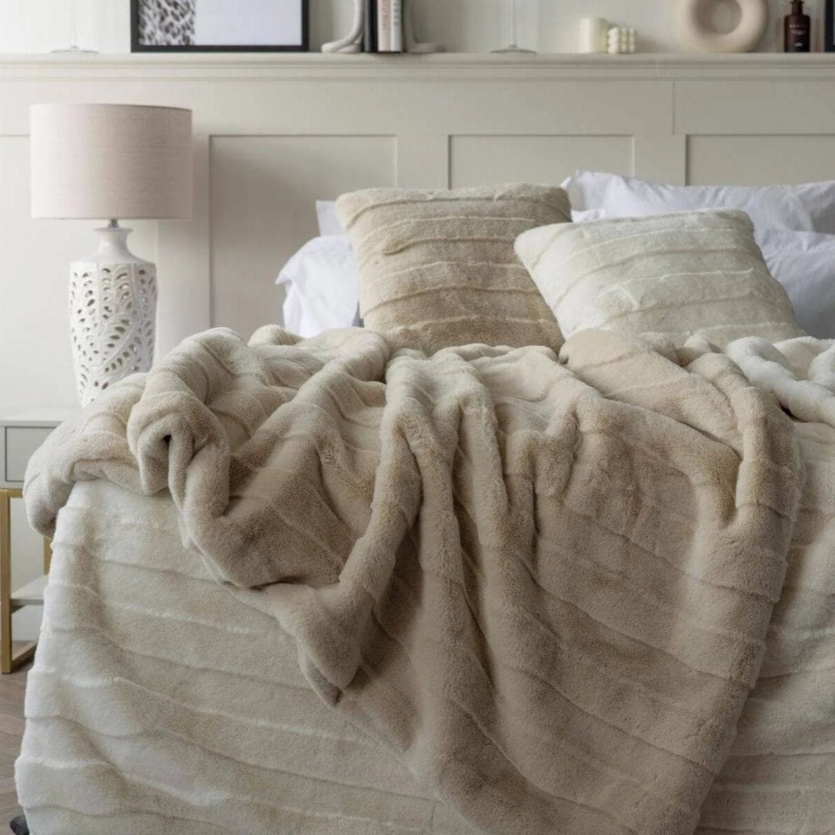 Alaska Faux Fur Throw - Oatmeal 4 Alaska Faux Fur Throw - Oatmeal - Image 2