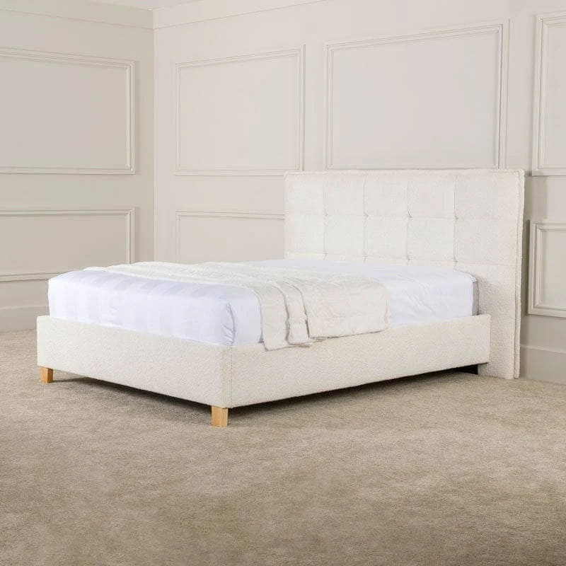 Becky Boucle King Size Bedframe - Off White 5 Becky Boucle King Size Bedframe - Off White - Image 3