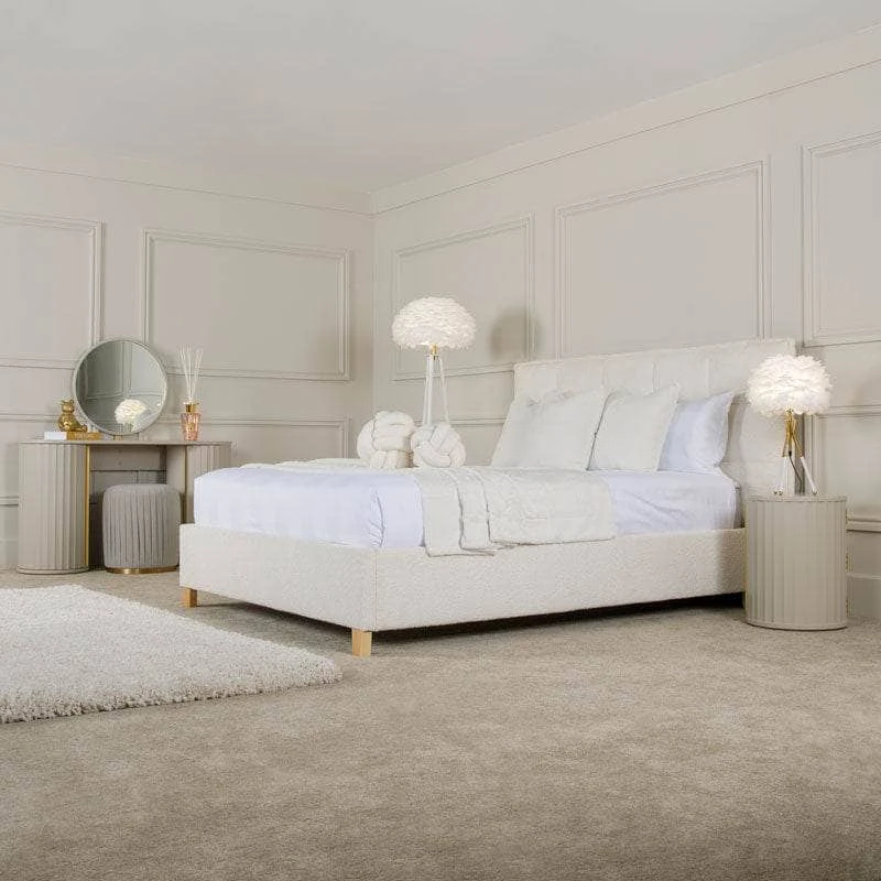 Becky Boucle King Size Bedframe - Off White 3 Becky Boucle King Size Bedframe - Off White