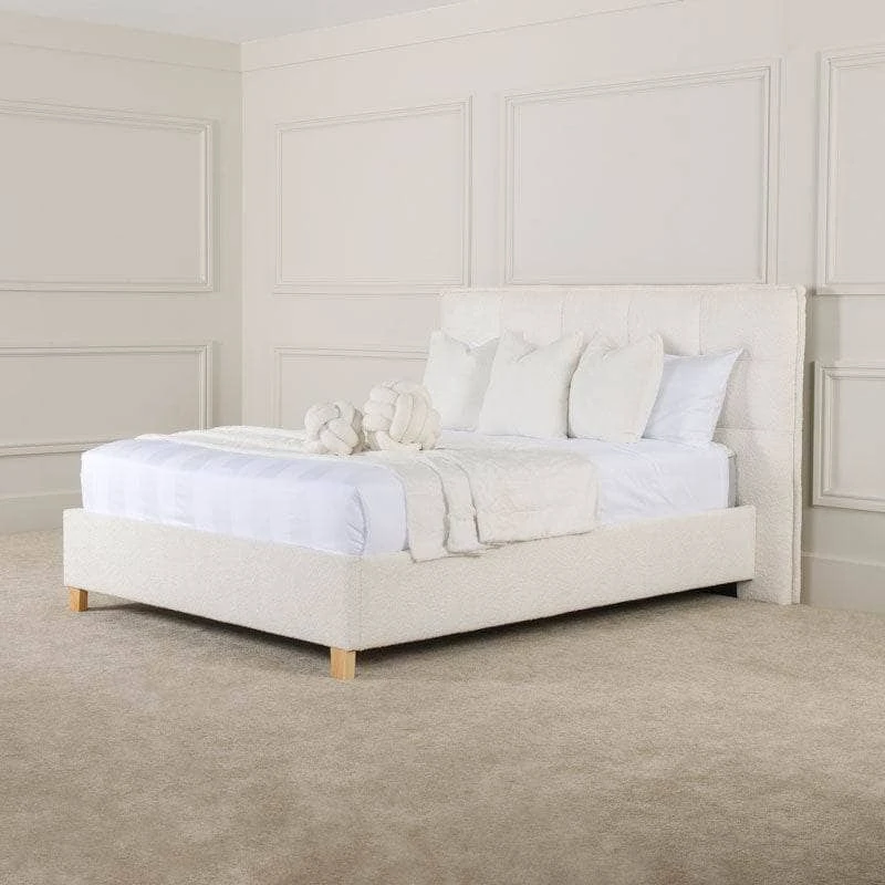 Becky Boucle King Size Bedframe - Off White 4 Becky Boucle King Size Bedframe - Off White - Image 2