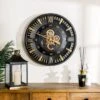 Black & Gold Gears Wall Clock - 80cm