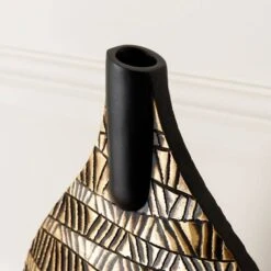 Black & Gold Round Tribal Pattern Vase - 57cm -Taskers Sale Shop Black Gold Round Tribal Pattern Vase 57cm 1