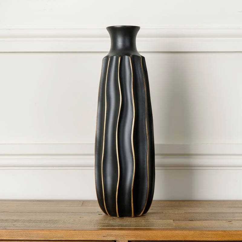 Black & Gold Striped Vase - 46cm 5 Black & Gold Striped Vase - 46cm - Image 3