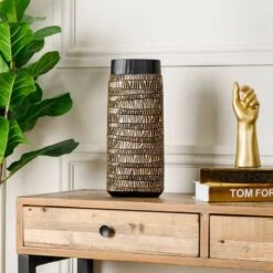 Black & Gold Tribal Pattern Vase - 40cm
