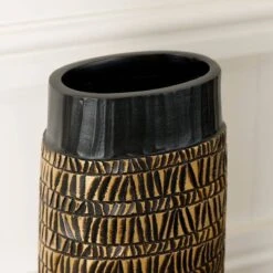 Black & Gold Tribal Pattern Vase - 40cm -Taskers Sale Shop Black Gold Tribal Pattern Vase 40cm 4