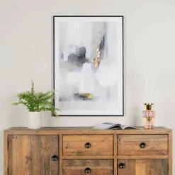 Grey Abstract Framed Canvas