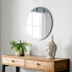 Black Round Wall Mirror - 60cm