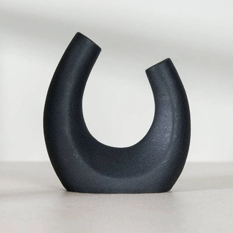Black U Shaped Vase - 20cm 3 Black U Shaped Vase - 20cm
