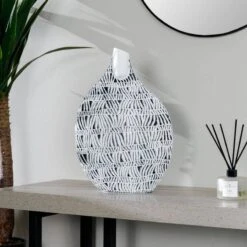 Black & White Round Tribal Pattern Vase - 46.5cm
