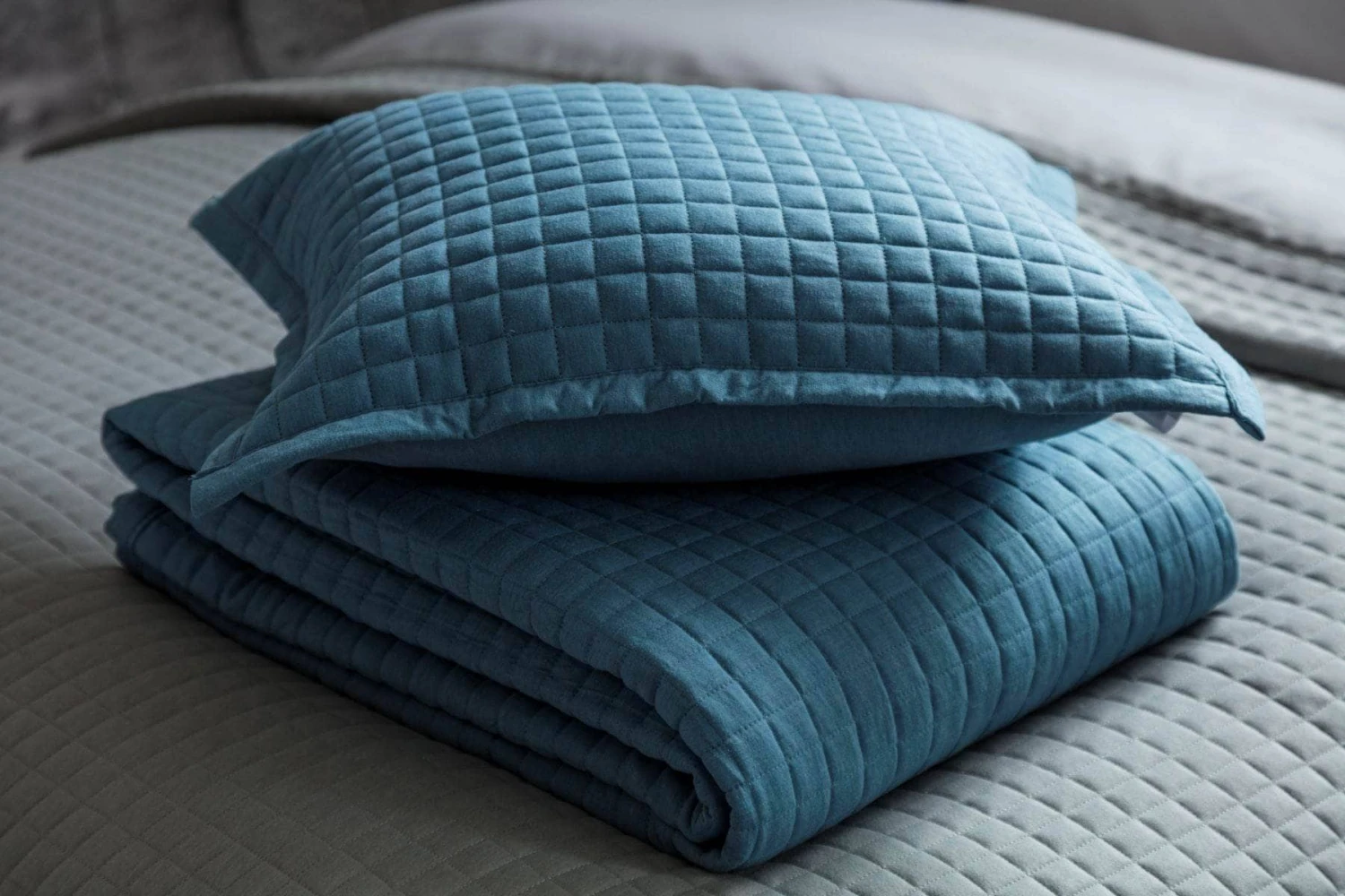 Crompton Quilted Cushion - Cobalt 3 Crompton Quilted Cushion - Cobalt