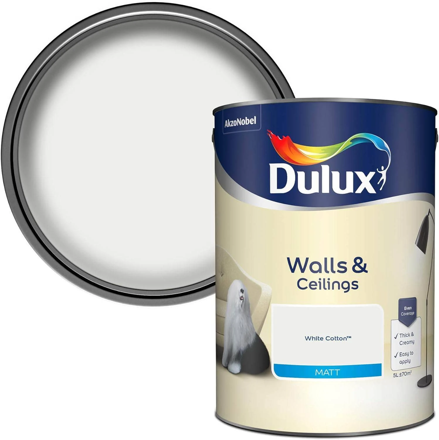 Dulux Matt Emulsion 5L - White Cotton 3 Dulux Matt Emulsion 5L - White Cotton