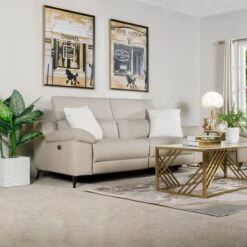 Empoli 3 Seater Power Recliner Sofa - Taupe