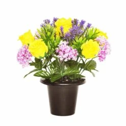 Yellow & Lavender Grave Pot 25cm