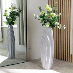 Fin Vase Matte Grey - 18.8 X 14.7 X 57cm