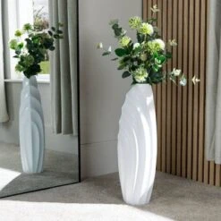 Fin Vase Matte White - 18.8 X 14.7 X 57cm