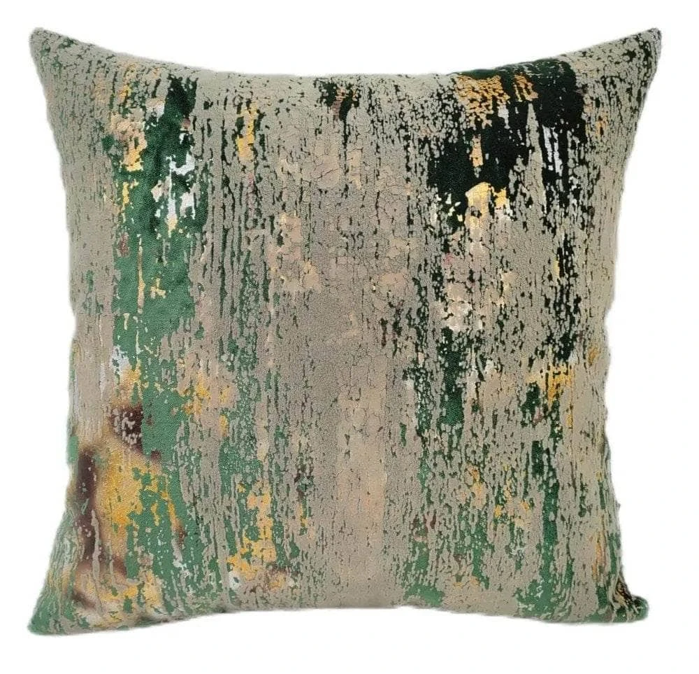 Flock & Foil Cushion - Green 3 Flock & Foil Cushion - Green
