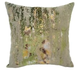 Flock & Foil Cushion - Olive