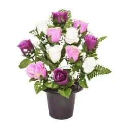 Frontal Rosebud Fern Purple Grave Pot 29cm